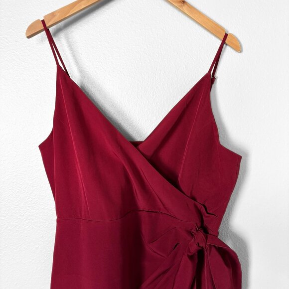 BCBGeneration Faux Wrap Burgundy Red Mini Dress Womens Size 12 Holiday Party - Picture 2 of 15